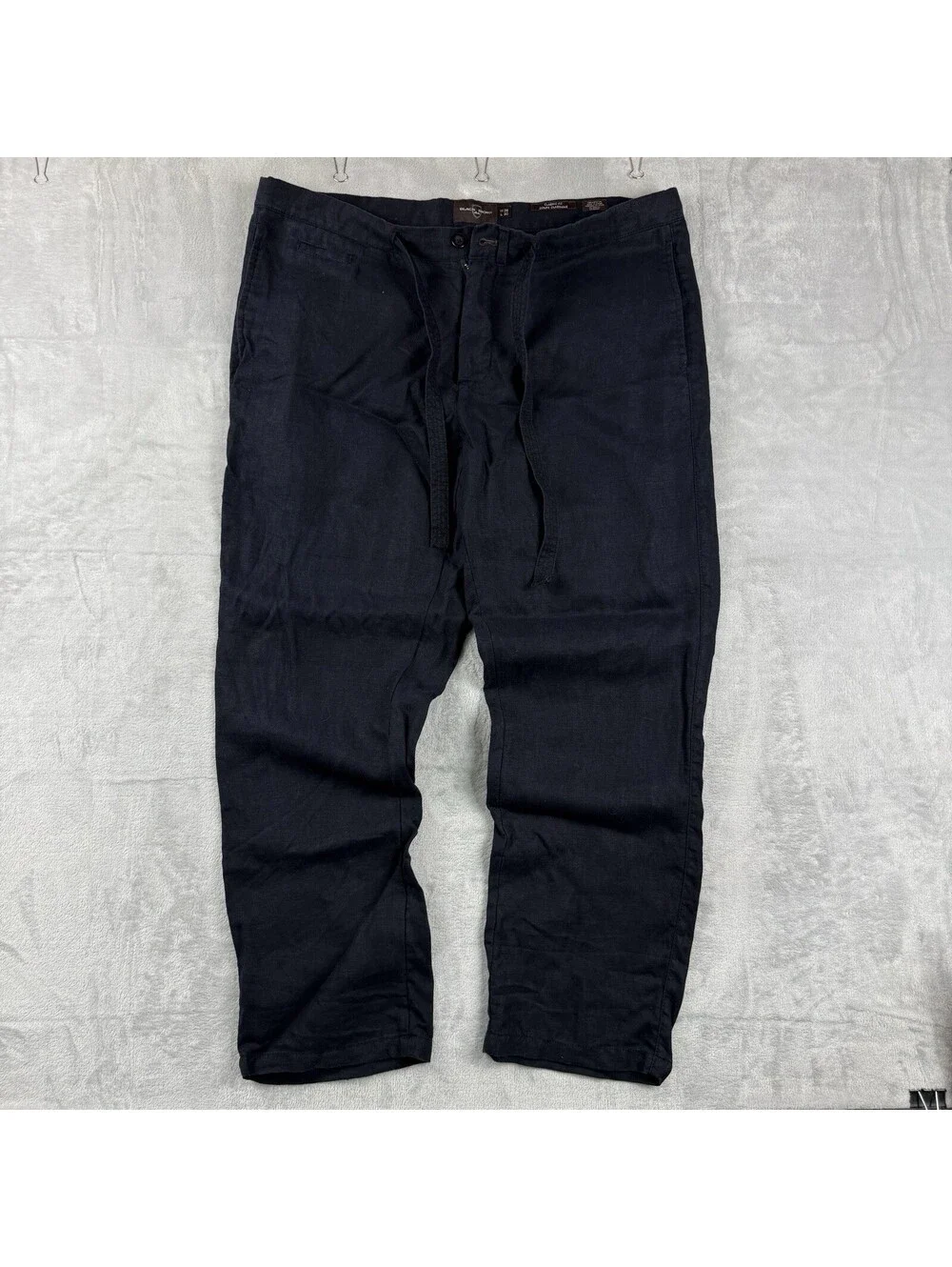 Black Brown 1826 100% Linen Drawstring Pants Men's 38x30 Casual Beach Old Money